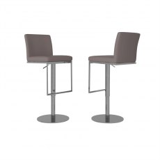 Saluzzo Taupe Faux Leather Adjustable Bar Stool