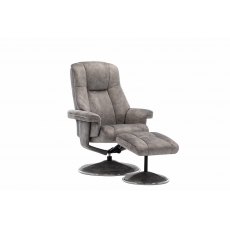 Tampa Swivel Recliner Collection Swivel Recliner and Footstool Elephant/Chrome Trim
