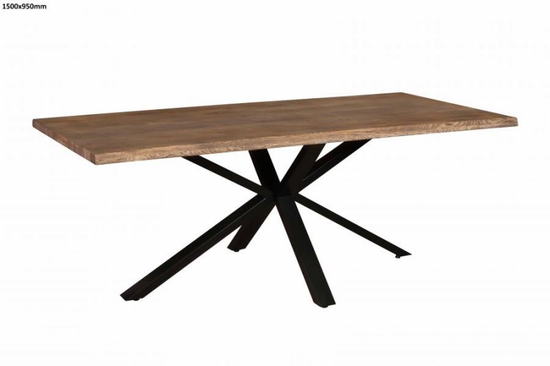 Forest Collection 150 x 95cm (Natural Oiled) With Spider Metal Leg Dining Table