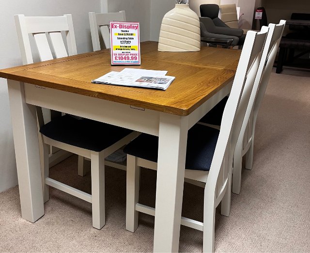 Tiverton Painted White Extending Table & 6 Chairs