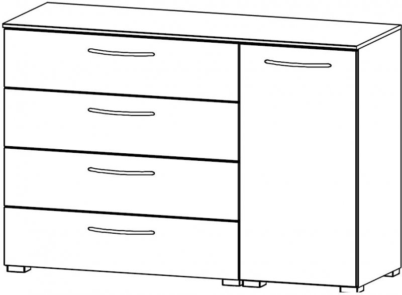 Java Chest Collection 1 RH Door Cupboard / 4 Wide Drawer 120cm Wide