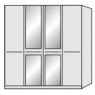 Durban Hinged-door wardrobe with Cornice / 4 Door 2 mirrored doors