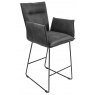 Bar Stool with Arms Grey Suede