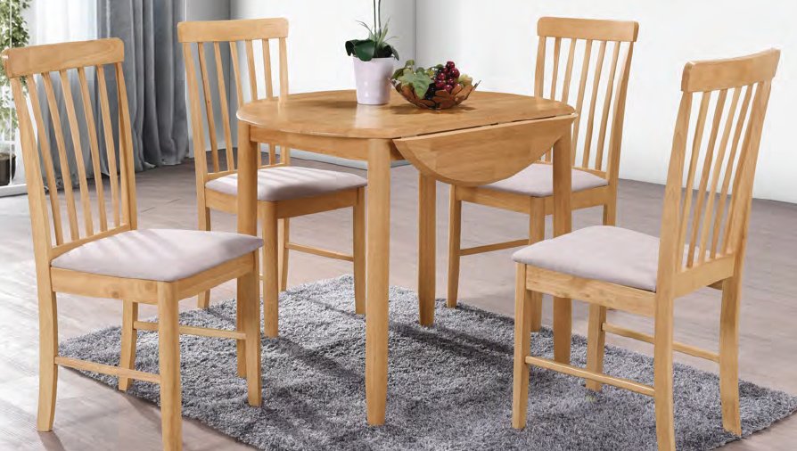 Maniila Round Drop-Leaf Table and 4 x Chairs - Hills Furniture Store