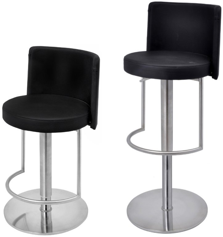 Metropolitan Bar Stool Monza Grey Faux Leather Seat Brushed Steel Frame