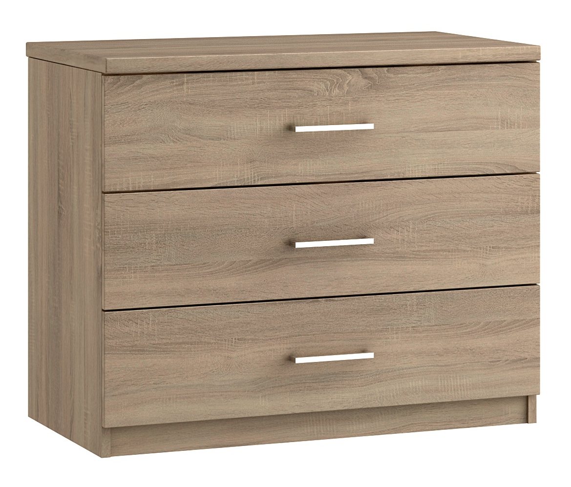 Malta Bedroom 3 Drawer Chest Finish Bardolino Oak Hills Furniture Store