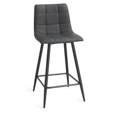 Quad Bar stool -Dark Grey Faux Leather