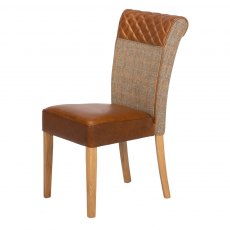 Country Collection Stamford Dining Chair -Gamekeeper Thorn / Brown Cerato  Seat Pad & Diamond Roll