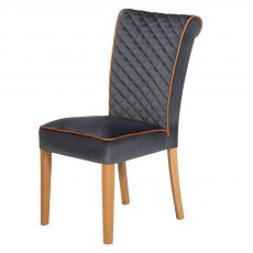 Country Collection lTrafford Dining Chair -Opulence Charcoal / Brown Cerato/Lacquered Leg