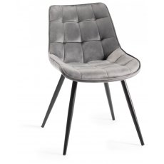 Bronx Dining Chair Collection Grey Velvet Fabric Chairs