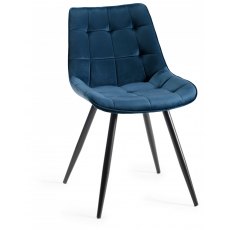 Bronx Dining Chair Collection Blue Velvet Fabric Chairs