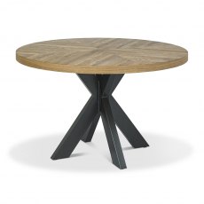 Chevron  Rustic Oak Circular Dining Table