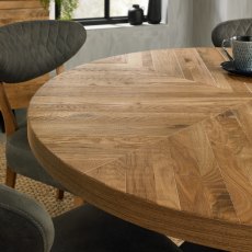 Chevron  Rustic Oak Circular Dining Table