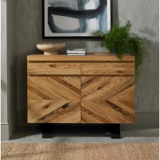 Chevron  Rustic Oak Narrow Sideboard