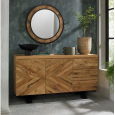 Chevron Rustic Oak Wide Sideboard