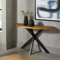 Chevron Rustic Oak Console Table