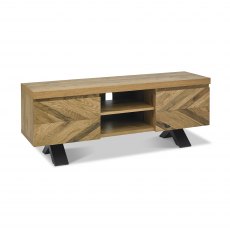 Chevron Rustic Oak Entertainment Unit