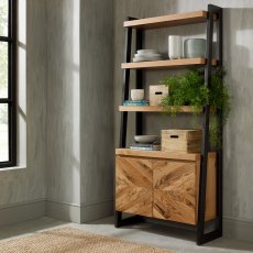 Chevron Rustic Oak Open Display Unit