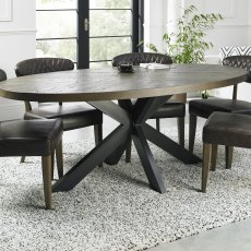 Chevron Fumed Oak 6 Seater Dining Table