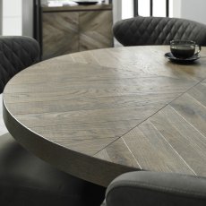 Chevron Fumed Oak Circular Dining Table