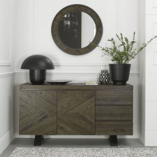 Chevron Fumed Oak Wall Mirror