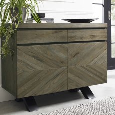 Chevron Fumed Oak Narrow Sideboard