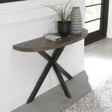 Chevron Fumed Oak Console Table