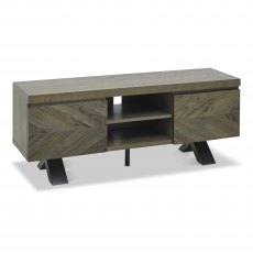 Chevron Fumed Oak Entertainment Unit