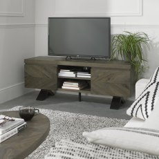 Chevron Fumed Oak Entertainment Unit