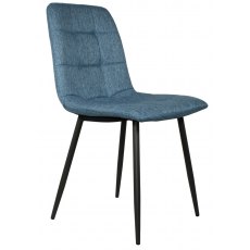Solar Blue Fabric Dining Chair - Black Leg