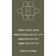 Braemar Dining Table Extending , 2-6 Seater, 90cm/130cm
