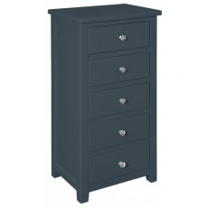 Chilford Blue Collection 5 Drawer Narrow Chest