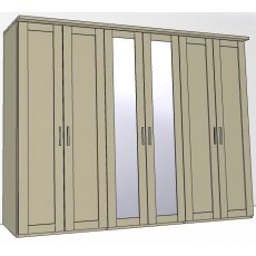 Airedale Collection 6 Doors Wardrobe - 2 Mirrored Doors