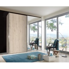 Callisto Plus 200cm Wide 2 doors 1 mirrored door right Plain Front Wooden and Mirrored Doors