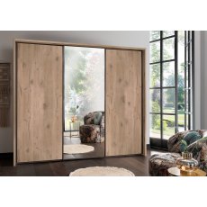 Callisto Plus 225cm Wide 3 doors 1 centred mirrored door Plain Front Wooden and Mirrored Doors