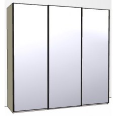 Callisto Plus 225cm Wide 3 doors 3 mirrored doors Plain Front Wooden and Mirrored Doors