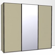 Callisto Plus 250cm Wide 3 doors 1 centred mirrored door Plain Front Wooden and Mirrored Doors