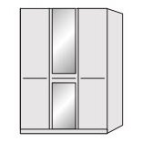 Durban Hinged-door wardrobe with Cornice / 3 Door 1 mirrored door