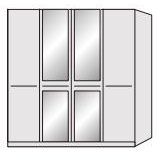 Durban Hinged-door wardrobe with Cornice / 4 Door 2 mirrored doors