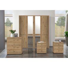 Durban Hinged-door wardrobe with Cornice / 4 Door 2 mirrored doors