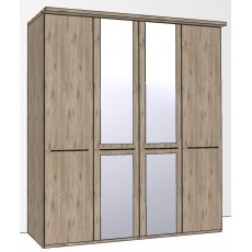 Durban Hinged-door wardrobe with Cornice / 4 Door 2 mirrored doors Durban Hinged-door wardrobe with Cornice / 4 Door 2 mirrored doors