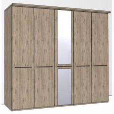 Durban Hinged-door wardrobe with Cornice / 5 Door 1 mirrored doors Durban Hinged-door wardrobe with Cornice / 5 Door 1 mirrored doors