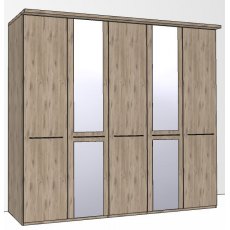 Durban Hinged-door wardrobe with Cornice / 5 Door 2 mirrored doors