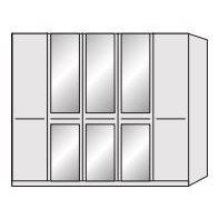 Durban Hinged-door wardrobe with Cornice / 5 Door 3 mirrored doors