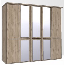 Durban Hinged-door wardrobe with Cornice / 5 Door 3 mirrored doors Durban Hinged-door wardrobe with Cornice / 5 Door 3 mirrored doors
