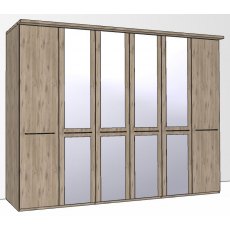 Durban Hinged-door wardrobe with Cornice / 6 Door 4 mirrored doors
