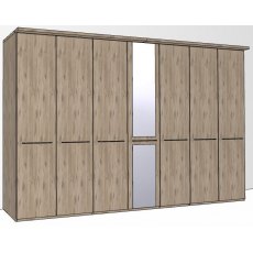 Durban Hinged-door wardrobe with Cornice / 7 door 1 mirror door