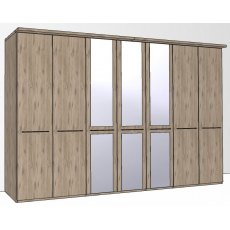 Durban Hinged-door wardrobe with Cornice / 7 Door 3 mirrored doors