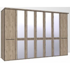 Durban Hinged-door wardrobe with Cornice / 7 Door 5 mirrored doors