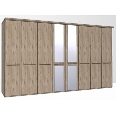 Durban Hinged-door wardrobe with Cornice / 8 Door 2 mirrored doors